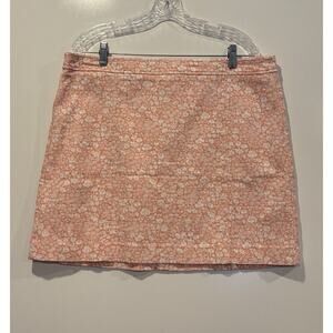 Ann Taylor Loft Coral Pink Floral Cotton‎ Blend Skirt Womens Size 16 (1716)